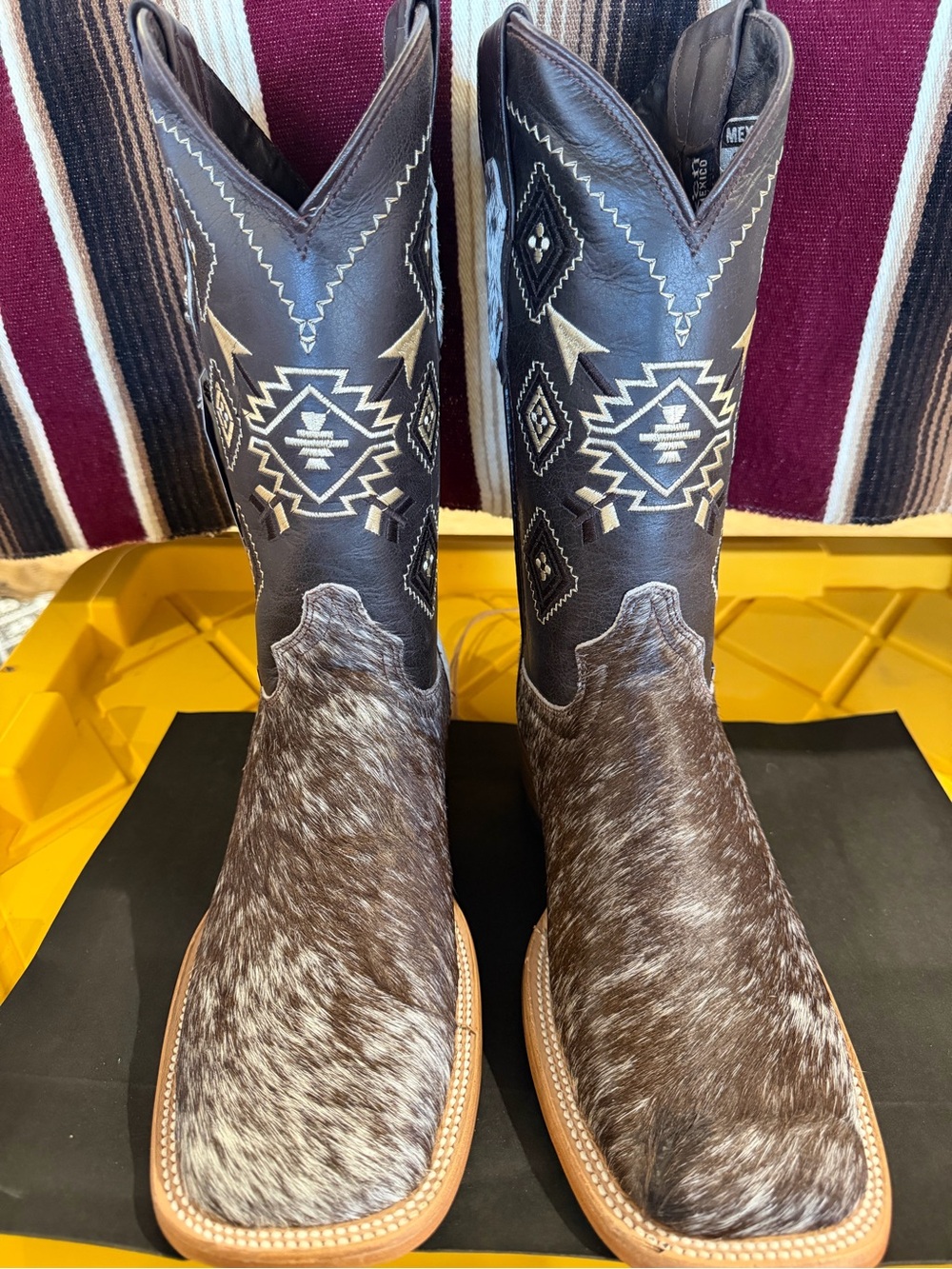 Aztec Cowhide Square Toe Cowboy Boot
